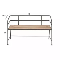 Black Iron and Wooden Seat Industrial Bench