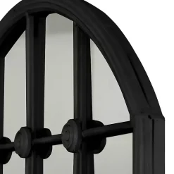 Black Iron Arched Windowpane Mirror