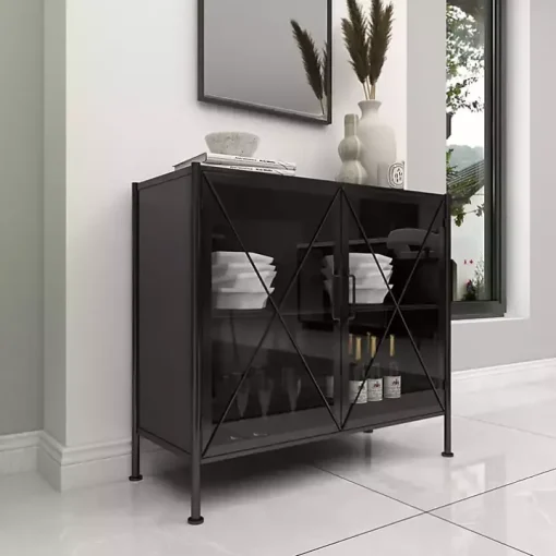 Black Iron X-Panel Cabinet