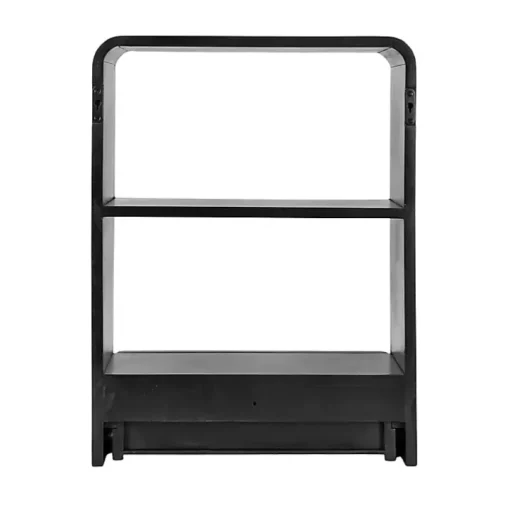 Black Kato Single Drawer Wall Shelf