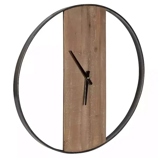 Black Ladd Natural Wood Wall Clock