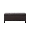 Black Linen Button Tufted Storage Bench