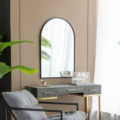 Black Long Arched Wall Mirror