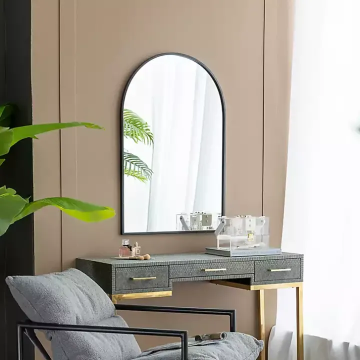 Black Long Arched Wall Mirror