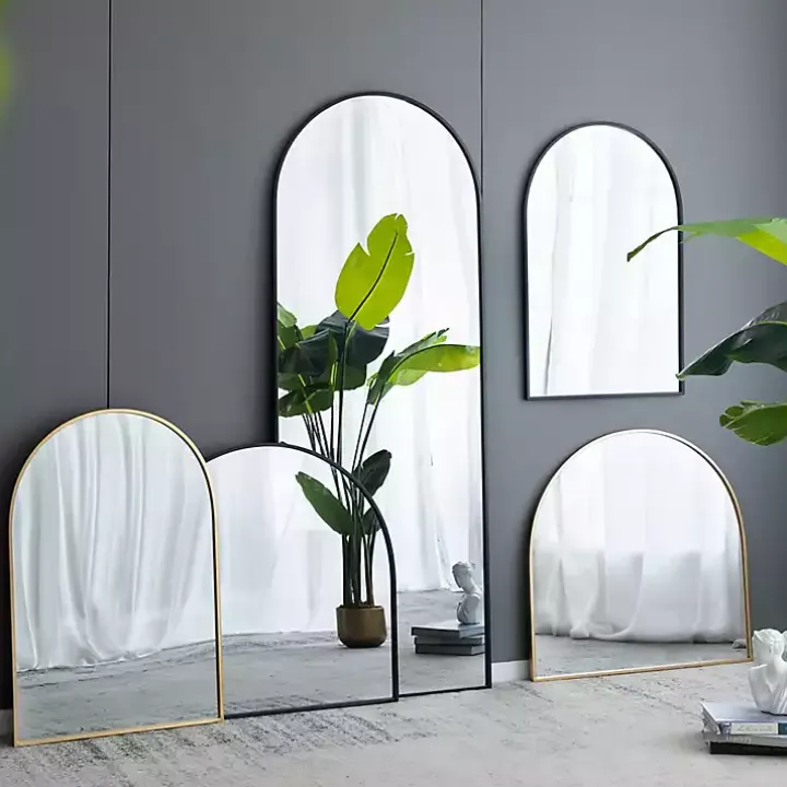 Black Long Arched Wall Mirror