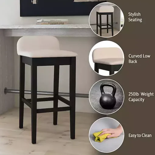 Black Lowback Padded Bar Stool