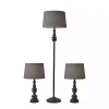 Black Lucas 3-pc. Table and Floor Lamp Set