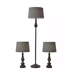 Black Lucas 3-pc. Table and Floor Lamp Set
