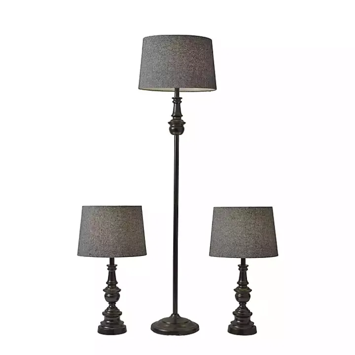 Black Lucas 3-pc. Table and Floor Lamp Set