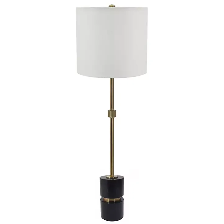 Black Marble and Gold Metal Buffet Lamp