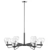 Black Metal & Bowl Glass Shade 6-Light Chandelier
