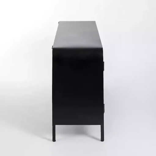 Black Metal & Glass 4-Door Bentley Cabinet