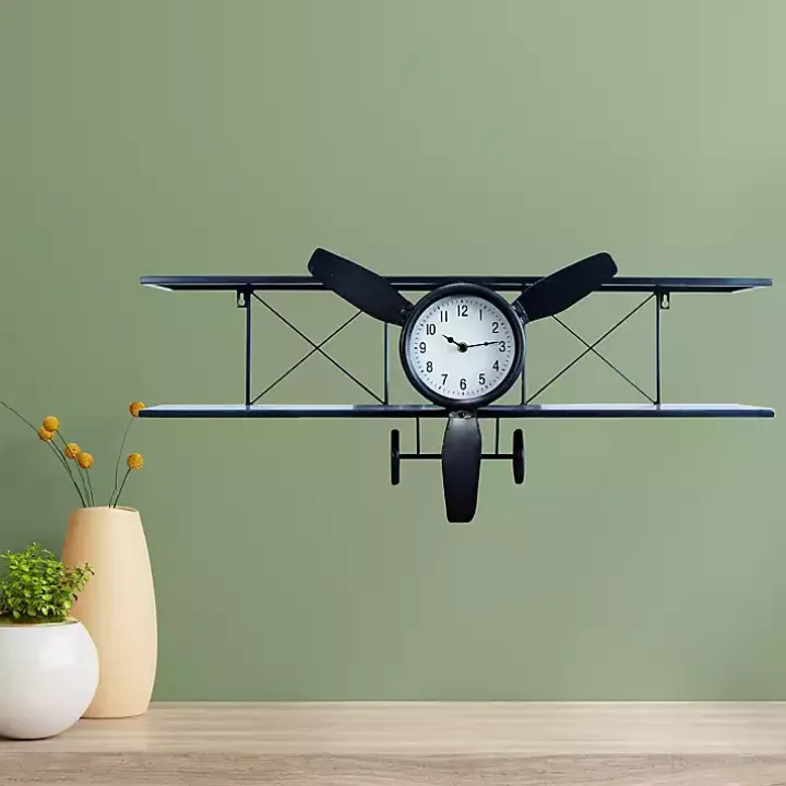 Black Metal Airplane Wall Clock
