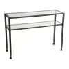 Black Metal and Tempered Glass Console Table