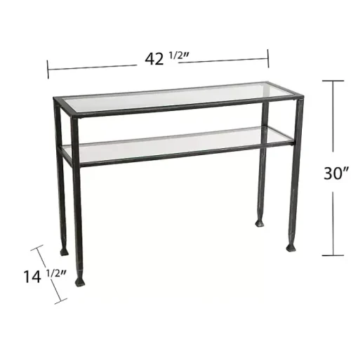 Black Metal and Tempered Glass Console Table