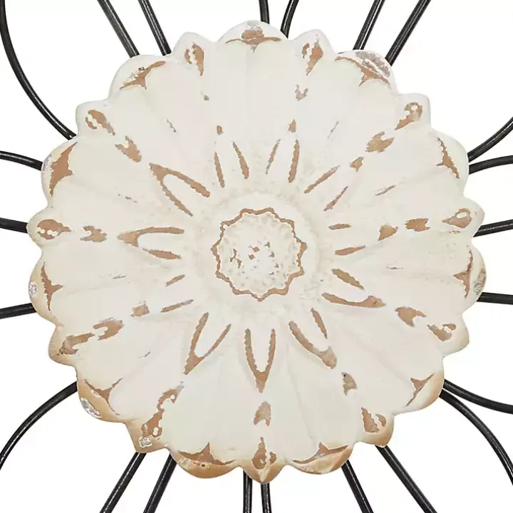 Black Metal and Wood Floral Wall Plaques, Set of 2