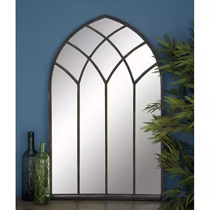 Black Metal Arch Framed Mirror