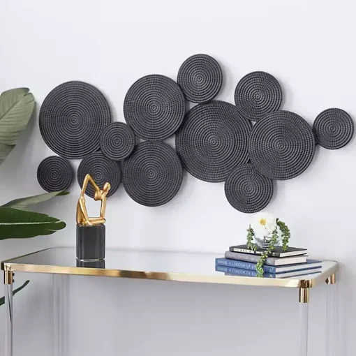 Black Metal Circles Wall Plaque