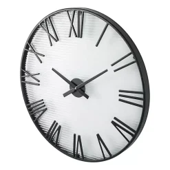 Black Metal Clear Glass Wall Clock