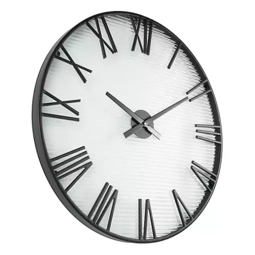 Black Metal Clear Glass Wall Clock