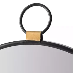 Black Metal Frame Round Loop Wall Mirror