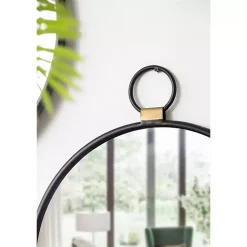 Black Metal Frame Round Loop Wall Mirror