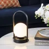 Black Metal Glass Globe Cordless Table Lamp