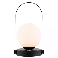 Black Metal Glass Globe Cordless Table Lamp