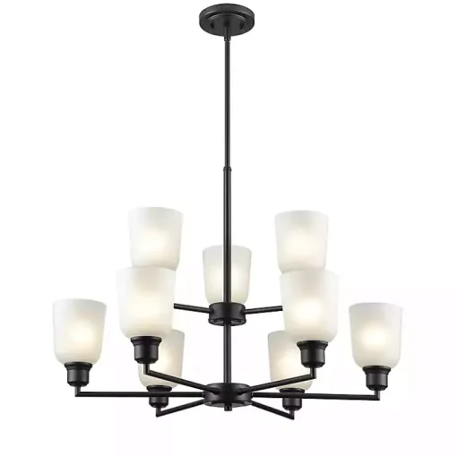 Black Metal 9-Light Chandelier