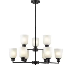 Black Metal 9-Light Chandelier