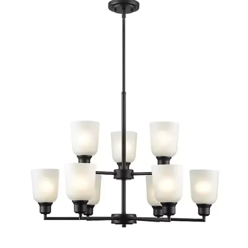 Black Metal 9-Light Chandelier