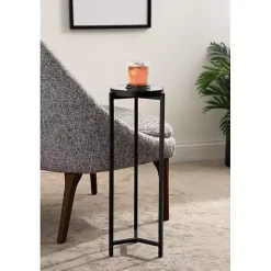 Black Metal Mirrored Tabletop Aguilar Drink Table