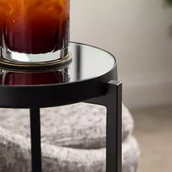 Black Metal Mirrored Tabletop Aguilar Drink Table