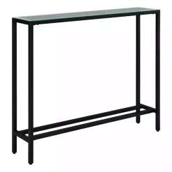 Black Metal Mirrored Top Slim Console Table