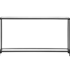 Black Metal Mirrored Top Console Table