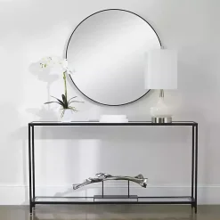 Black Metal Mirrored Top Console Table
