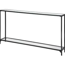 Black Metal Mirrored Top Console Table