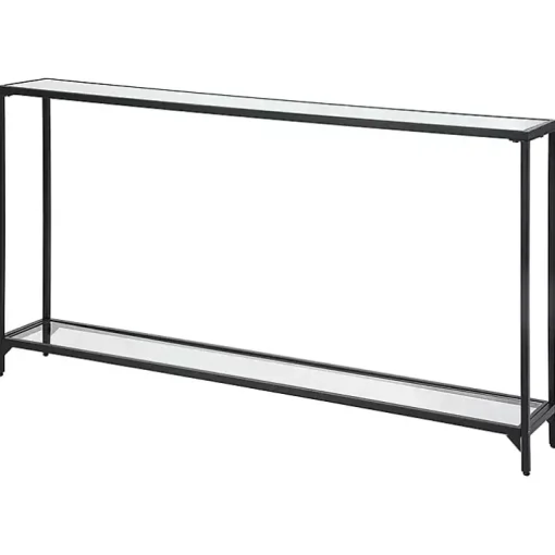 Black Metal Mirrored Top Console Table