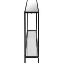 Black Metal Mirrored Top Console Table