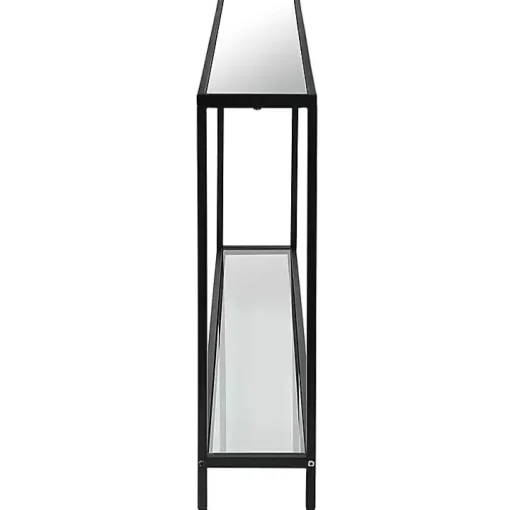Black Metal Mirrored Top Console Table
