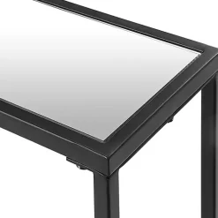 Black Metal Mirrored Top Console Table