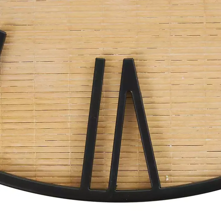 Black Metal Natural Wood Wall Clock