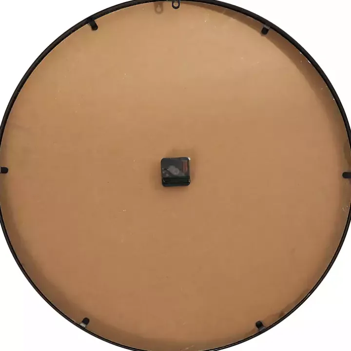 Black Metal Natural Wood Wall Clock