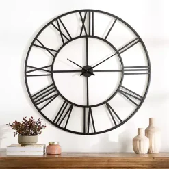 Black Metal Open Face Aiden Wall Clock