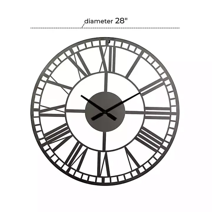 Black Metal Open Frame Wall Clock