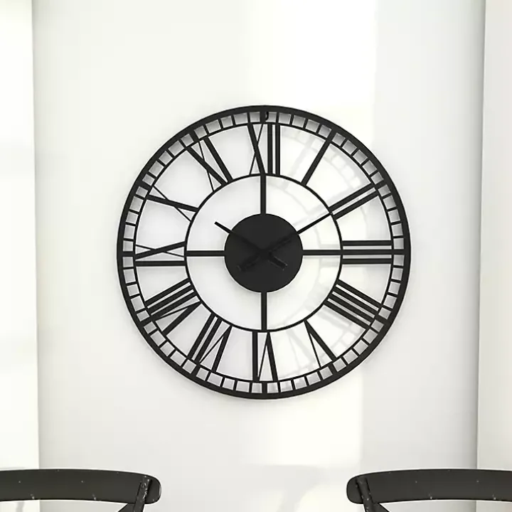 Black Metal Open Frame Wall Clock