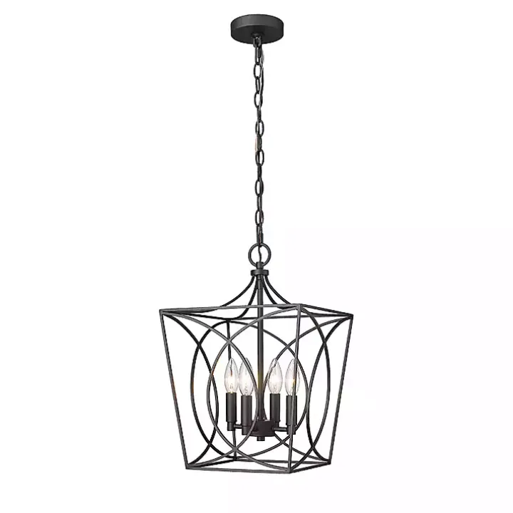 Black Metal Open Swirl Pendant Light