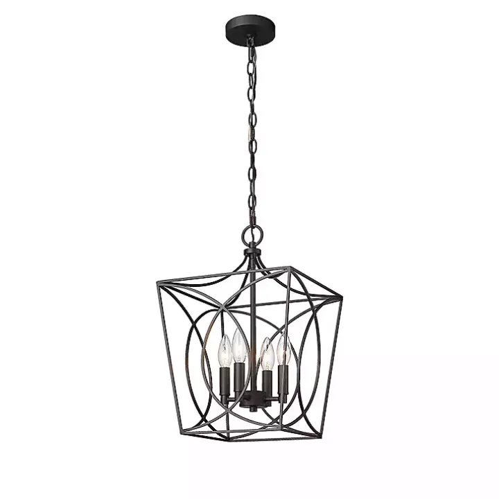 Black Metal Open Swirl Pendant Light