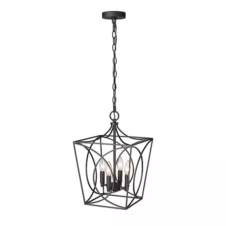 Black Metal Open Swirl Pendant Light