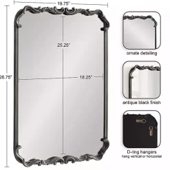 Black Metal Ornamental Wall Mirror
